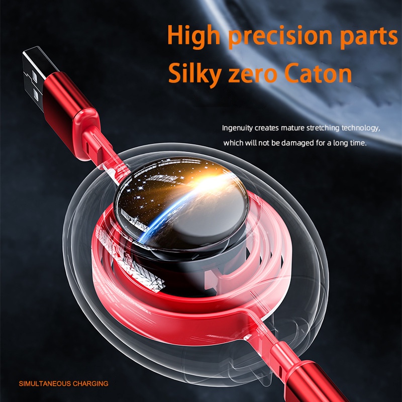 Kapsul Luar Angkasa Satu-Satu Jalur data Tiga Teleskopik multi-Kepala charging line 3a fast charging data line