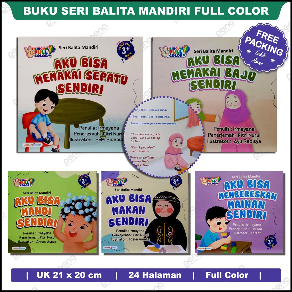 Buku Cerita Anak Balita Mandiri Untuk Anak-anak | Aku Bisa Makan Sendiri | Mandi Sendiri |  Tidur Sendiri | LM