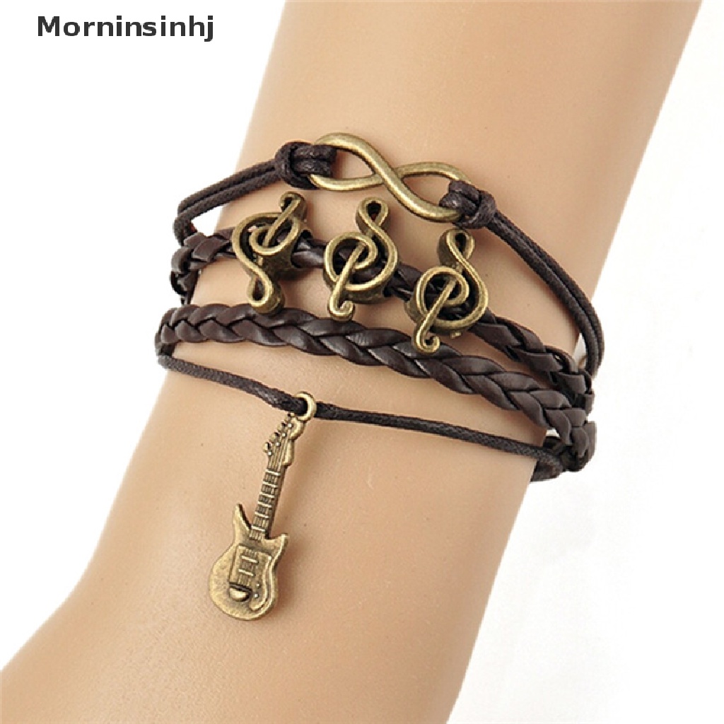 Mornin Vintage Kulit Gitar Musik Note Infinity Punk Gelang Perhiasan Fashion Baru id