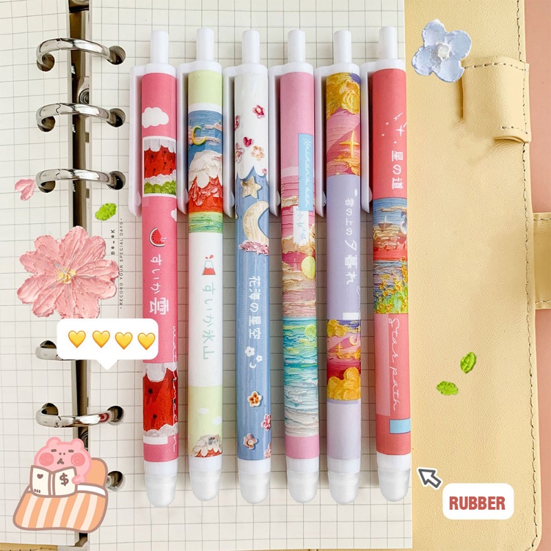 0.5mm Pena Netral Yang Dapat Dihapus Pena Tanda Tangan Kawaii Anime Kartun Press Gel Pen Kantor Sekolah Ujian Perlengkapan Menulis Siswa Alat Tulis