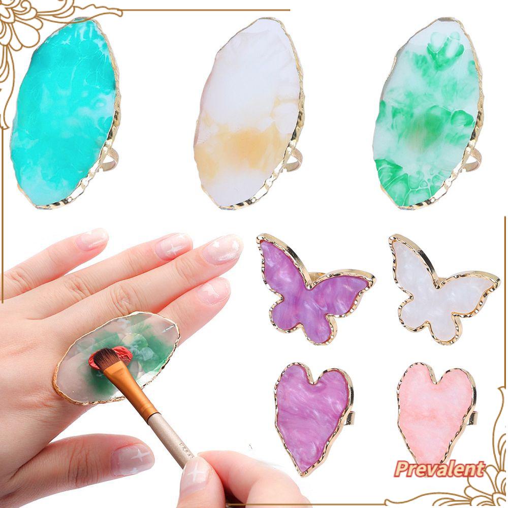 Preva Nail Art Palette Manicure tool Golden Rim Agate Finger Ring Foundation Mixing Painting Palette Nail Art Piring Tips