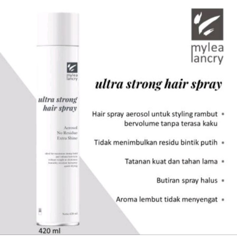 MYLEA LANCRY Hair Spray Aerosol Kaleng Cair NON Residue Extra Shine 200 / 420 ml