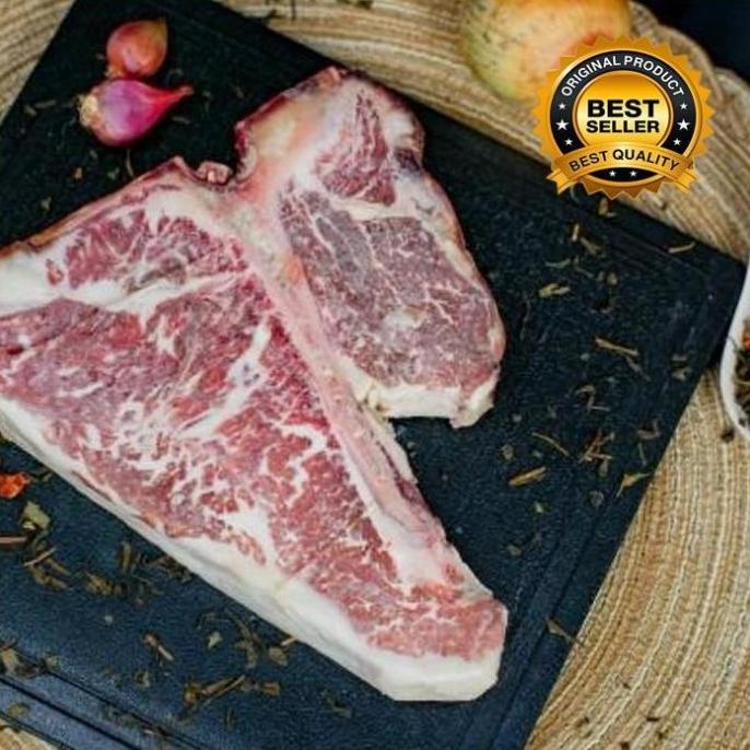 

DRY AGED 25 DAYS FULL BLOOD BLACK ANGUS PORTERHOUSE BEEF STEAK MB5+ H65464UJ
