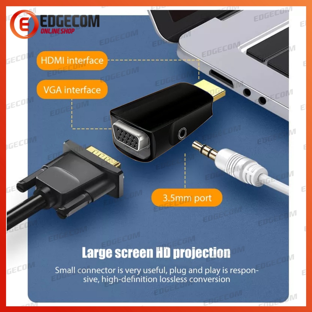 Konverter HDMI Male to VGA Female with Audio Dongle NETLINE