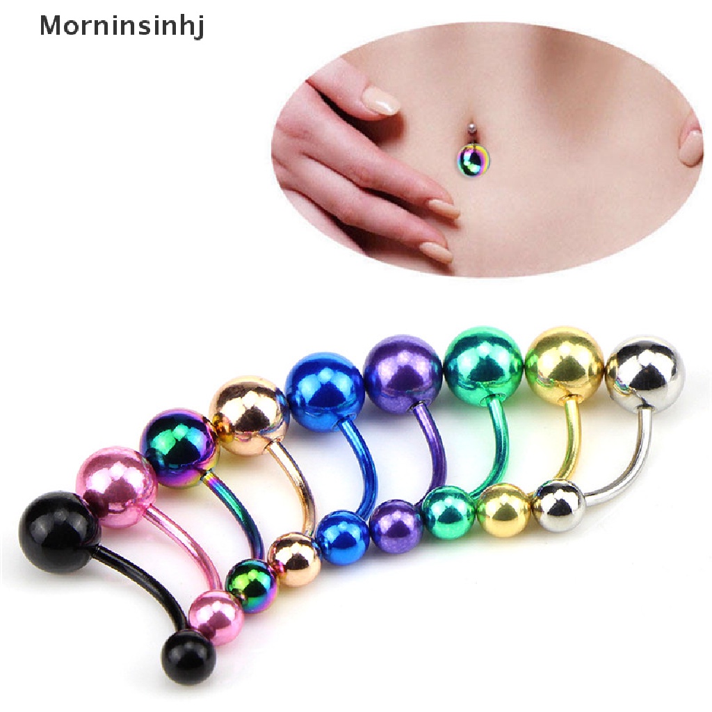 Mornin 9PCS/Bag Bola Belly Button Bar Cincin Pusar Barbel Tubuh Wanita Perhiasan id