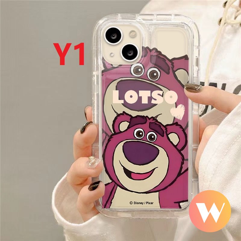 Case Beruang Strawberry Lucu Samsung A04 A13 A50 A20 A04E A03 A30s A50s A04s A30 A23 A12 A03s A02s A52s M12 A32 A52 A11 M13 F23 M23 Kartun Manyo Airbag Shockproof Soft Clear Cover