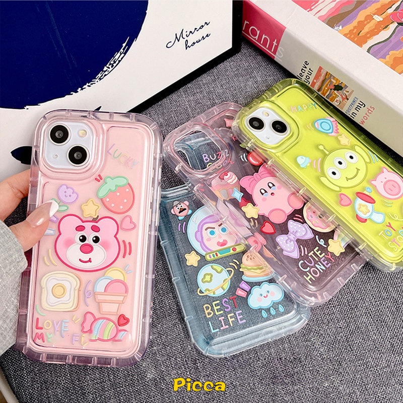 Untuk Samsung A04s A23 A04 A12 A13 A50 A52 A32 A52s A02s A03 A20 A50sA04E A11 A03s A30 M13 A30s Cute Strawberry Bear Manyo Kirby Case Lembut Bening Airbag Shockproof Cover