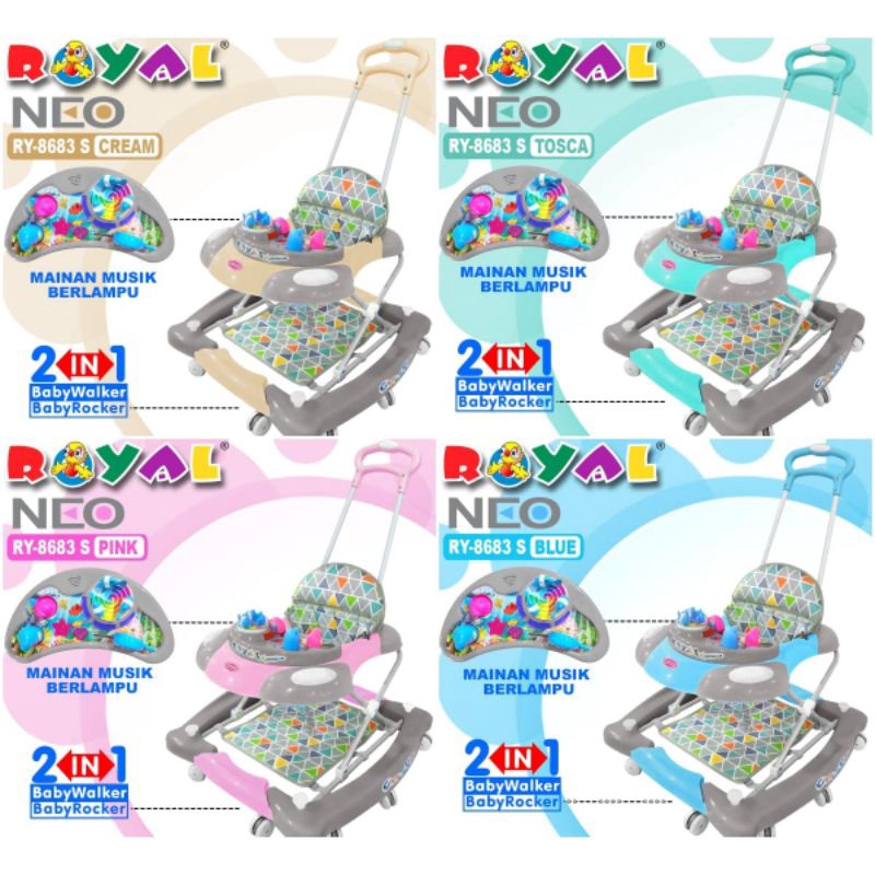 Royal baby walker &amp; rocker RY-8683Salat bantu jalan  bayi dorongan bisa ayun