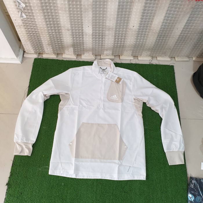 Jata Adidas Original Half Zip Primeblue Running Jacket White Krem Bnwt