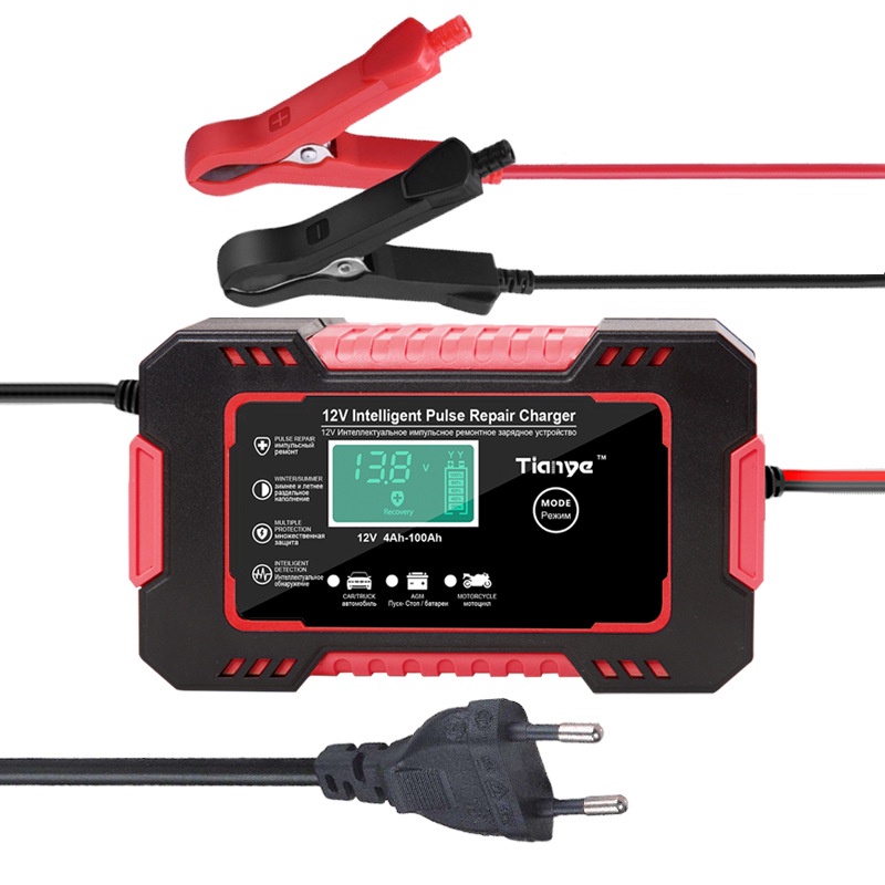 12V 6A smart car motorcycle battery charger for car motorcycle lead acid agm gel vrla 6a 12v smart charging digital lcd display