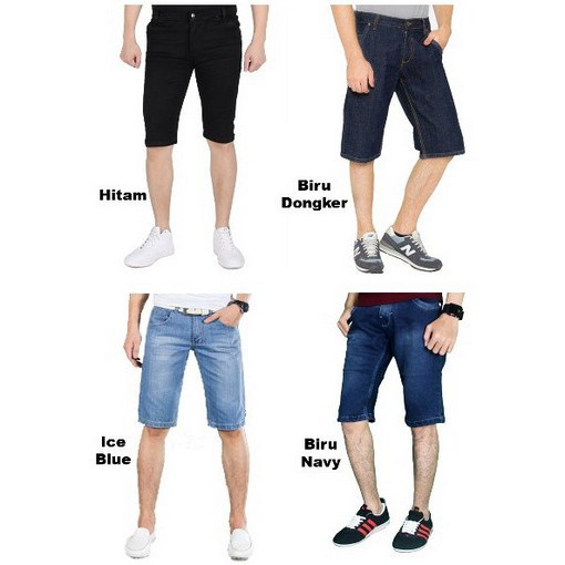 Celana Pendek Pria CRV Jeans KANCING Model Reguler Standar Polos size 28-38 JUMBO - sckmenwear GROSIR