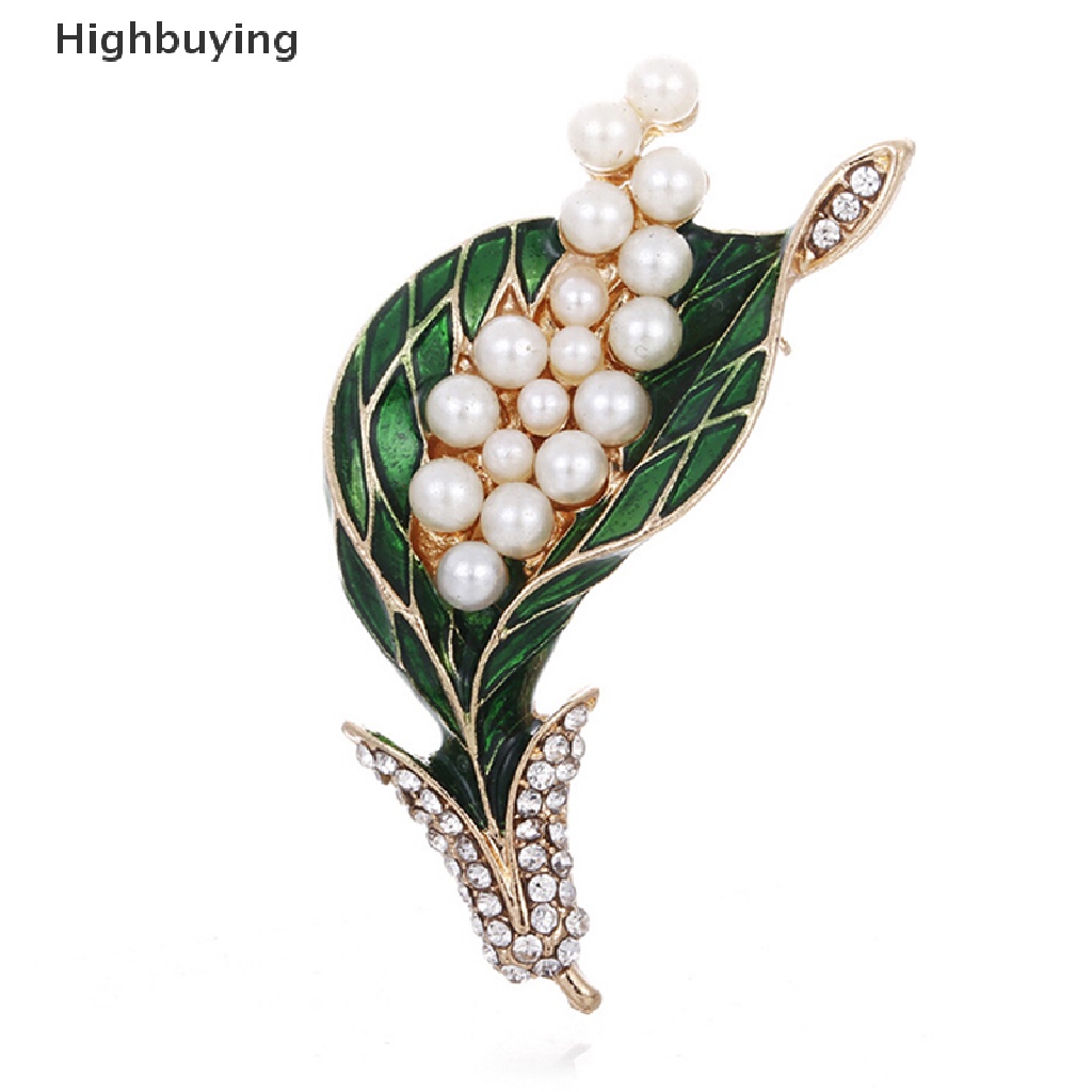 Hbid Enamel Tanaman Bunga Mutiara Kerah Lapel Bros Pin Buket Pengantin Perhiasan Hadiah Glory