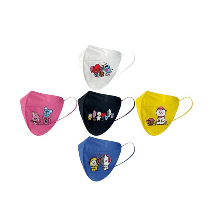 Masker Premium BT21 Adult KN95 5D 5 Ply + Pouch isi 10pcs