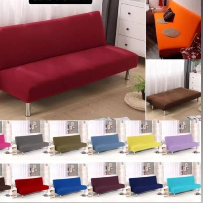 ➩ cover sofa bed / sarung sofa bed / penutup sofa bed elastis polos ❋