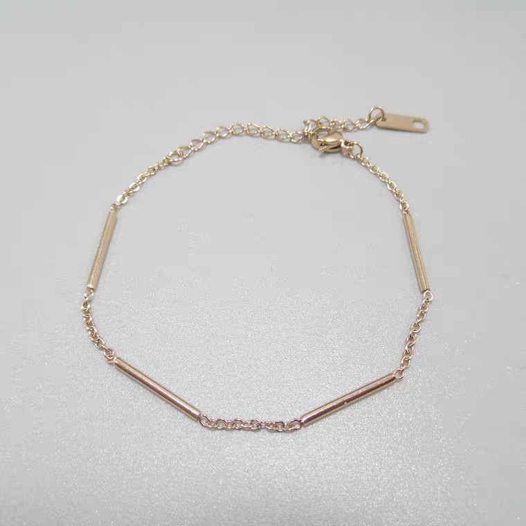 Gelang Kaki Bahan Titanium Steel Warna Rose Gold Gaya Korea Untuk Wanita