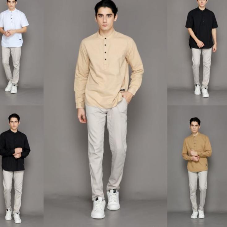 ► KEMEJA KOKO PRIA - BAJU KOKO LINEN - KURTA LINEN - KOKO LENGAN PANJANG - KEMEJA - KOKO LENGAN PEND