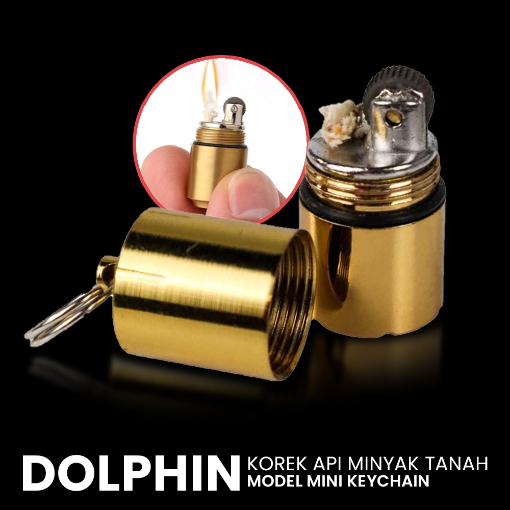 Gs8 Dolphin Korek Api Minyak Tanah Model Mini Keychain - ES002 - Golden Or-i