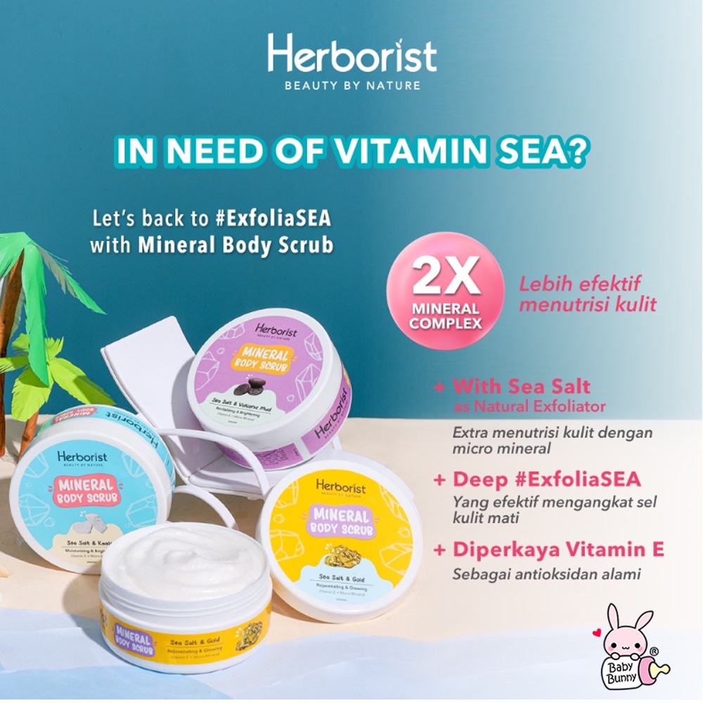 ❤ BELIA ❤ Herborist Mineral Body Scrub 200gr | Moisturizing &amp; Brightening | Revitalizing | Rejuvenating &amp; Glowing | BPOM | BABY BUNNY