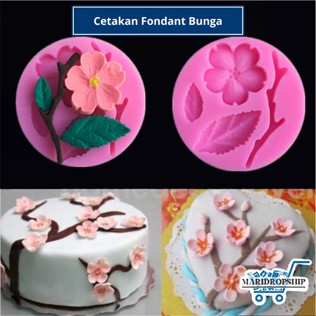 CETAKAN FONDANT KUE BAHAN SILIKON BENTUK BUNGA UNTUK DEKOR KUE | COKLAT