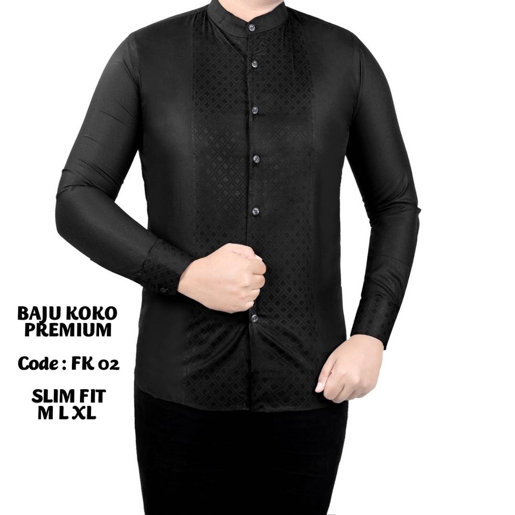 BAJU KOKO PRIA SLIM FIT KEMEJA KOKO LENGAN PANJANG FK02