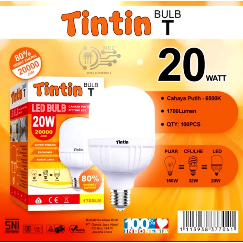 Tintin Led Capsule Lampu 30 watt Warna Putih Murah Terang Bagus