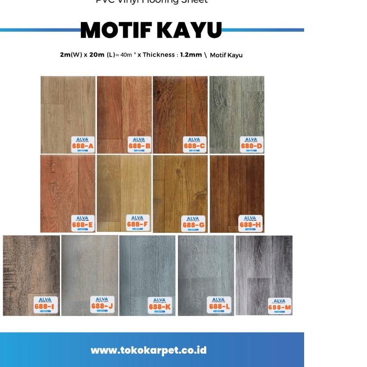 ⅍ Vinyl Lantai Roll Alva Motif Kayu Tebal 1,2mm ☂
