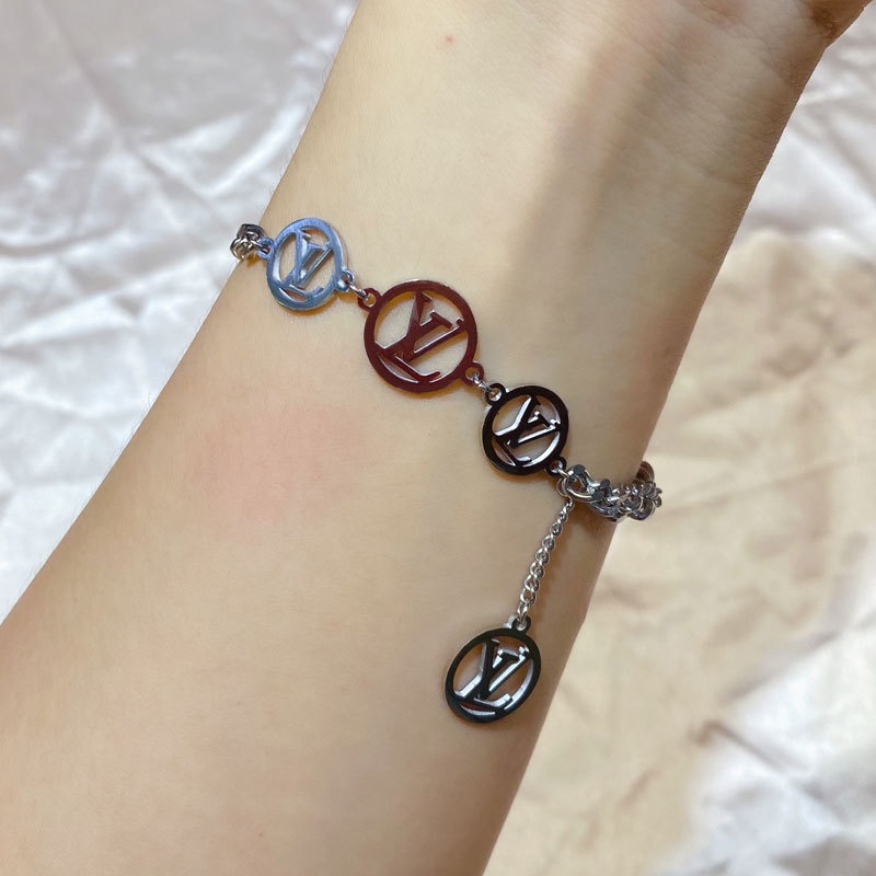 Gelang Model Hollow Aksen Rumbai Motif Tulisan | Gelang Tali Tangan Lapis Emas 18k | Aksesoris Wanita | Sendok Garpu Bahan Stainless Steel | Bahan Titanium Steel