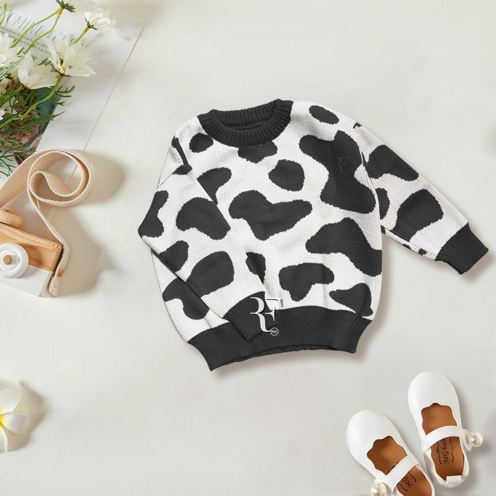 SWEATER PREMIUM MOTIF COW BLOUSE RAJUT ANAK USIA 1-6th