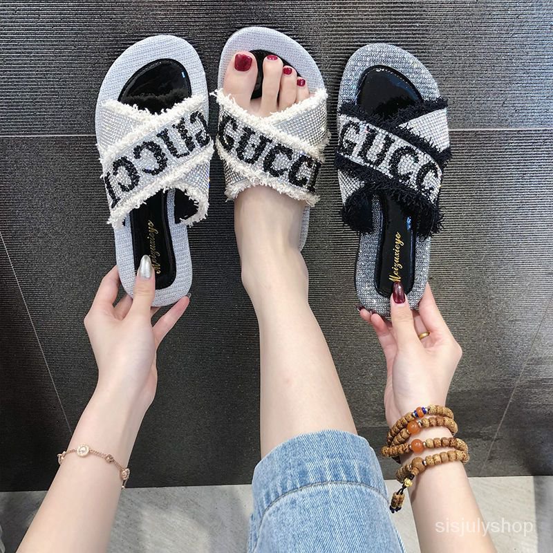 #Sisjuly# GUCI Sandal wanita sandal baru sandal berlian imitasi berlian imitasi yang dipersonalisasi