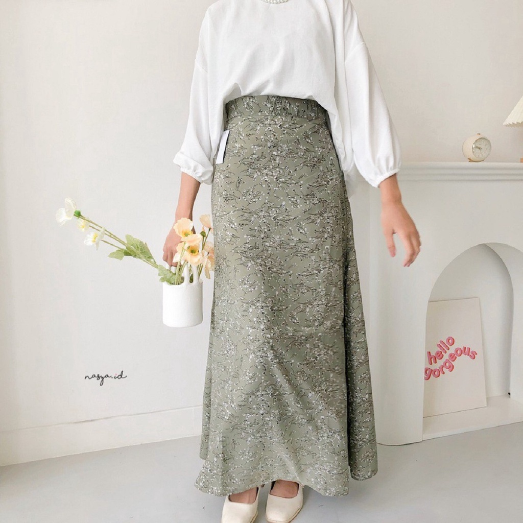 FLORAL SKIRT SAKURA DAMARA ROK / ROK MOTIF BUNGA KOREAN SKIRT part 2-MATCHA Floral Skirt