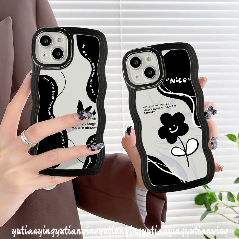 Case Kupu-Kupu Vintage Kompatibel Untuk Samsung A04s A52 A51 A50 A20 A04 A13 A50s A03s A31 A22 A30s M32 A12 A02s A04E A53 M22 A11 A32 A52s A23 A21s A33 Retro Bunga Bergelombang Penutup Tepi