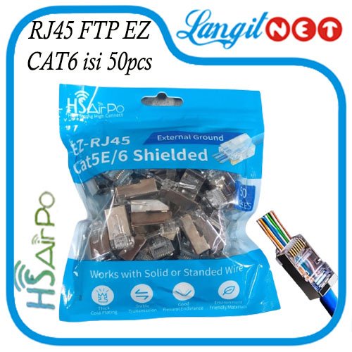 HSAIRPO CONNECTOR FTP EZ RJ 45 CAT6 isi 50pcs HS RC6EFEZ ANTI GAGAL