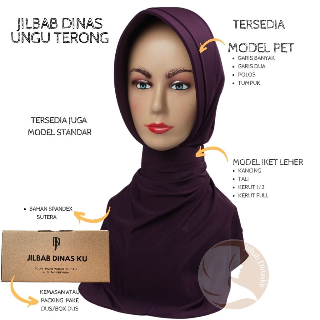 Jilbab Dinas UNGU TERONG ANTI TEMBEM KUALITAS PREMIUM