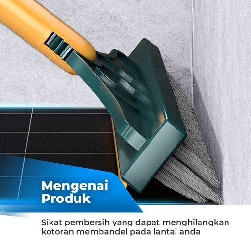 Sikat Pembersih Lantai Kamar Mandi 2in1 Gagang Panjang with Wiper Serokan Air