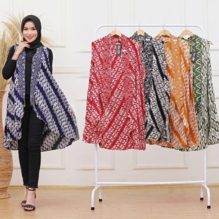 Outer Batik paris yukensi | vest batik wanita lengan panjang blazer (KODE X9610)