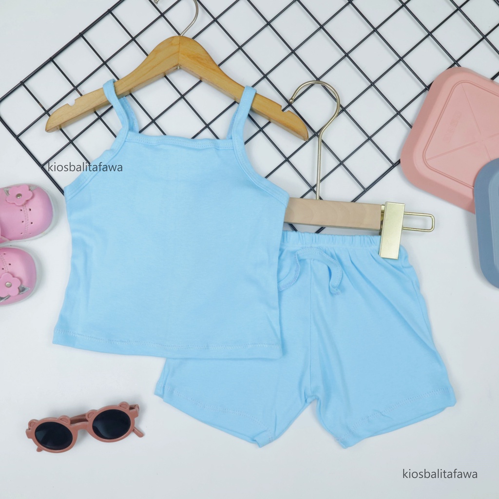 Set Azura uk Bayi 3-12 Bulan / Setelan Tanktop Anak Perempuan Baju Celana Pendek Anak Baby Polos Kualitas Import Babycinnamon