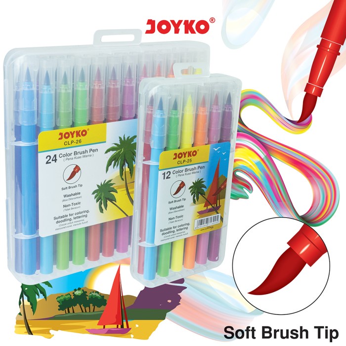 

Terlaris Color Brush Pen Pena Kuas Warna Joyko Clp Soft Brush Tip