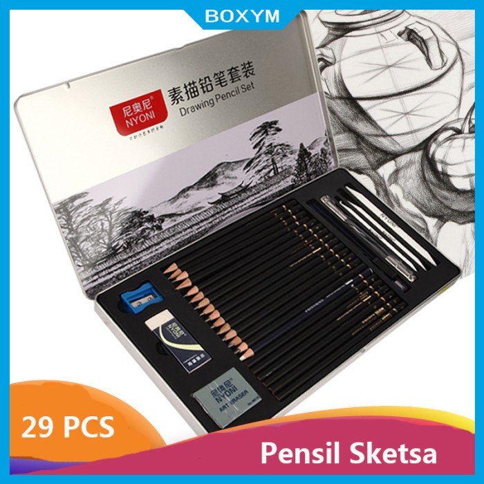 

Terlaris Nyoni Sketch Drawing Pencil 29 Pcs Set/Pensil Lukis Sketsa Set Lengkap