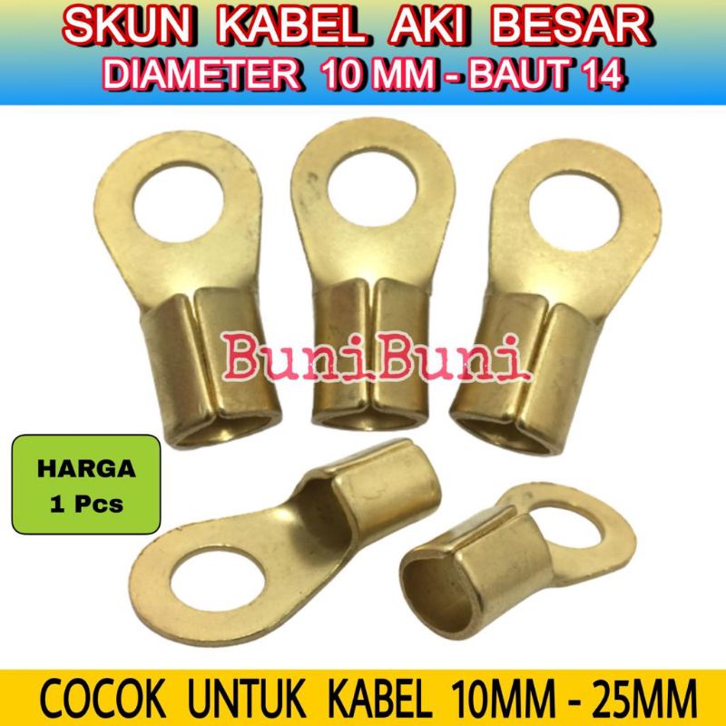 TERMINAL Skun Klem Kabel Aki BESAR Ring BULAT M10 BAUT 14 - KUNING 70A