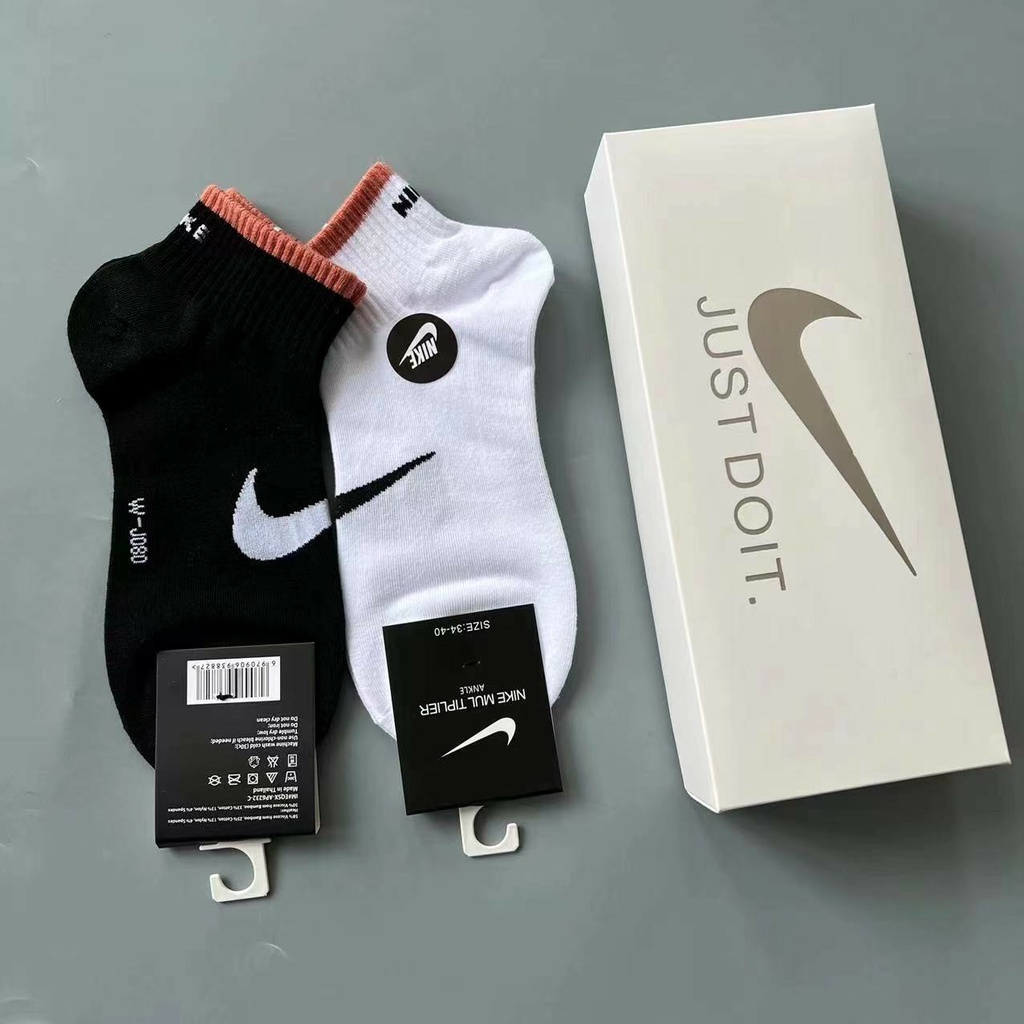 KAOS KAKI NIKE JUST DO IT 5 PASANG ORIGINAL BLACK WHITE