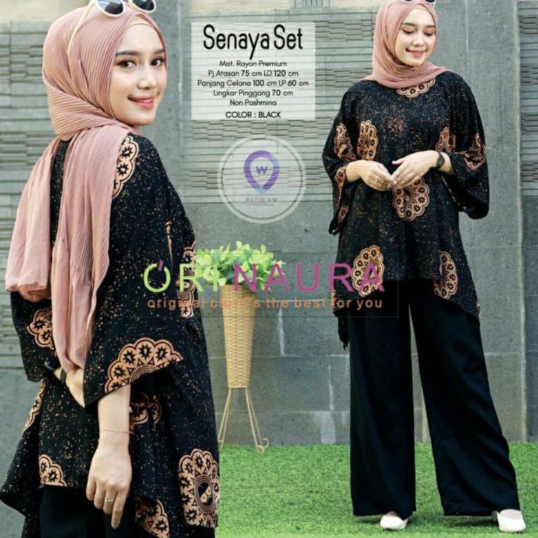 Viral Setelan Jumbo Senaya Set Waka Waka Motif Bunga Ori Naura Size Jumbo Busui Resleting Rayon Teba