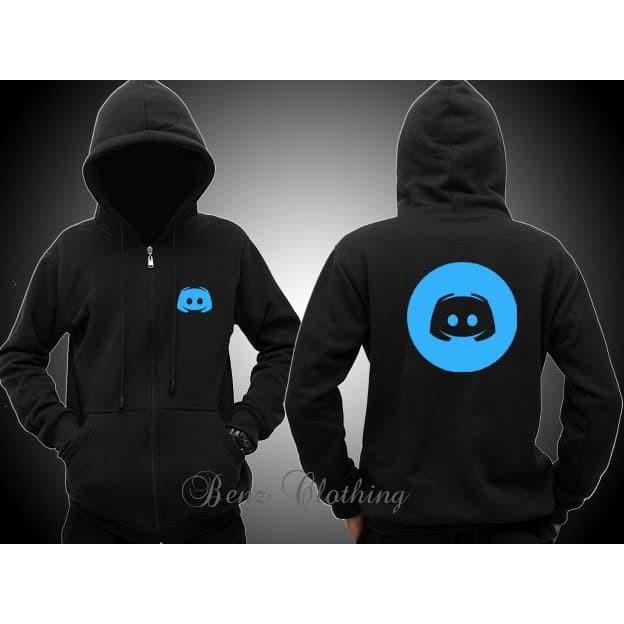 Jaket Hoodie Sweater Discord Outerwear Pria Wanita Zipper Resleting Depan Polos Sablon Polyflek Kore