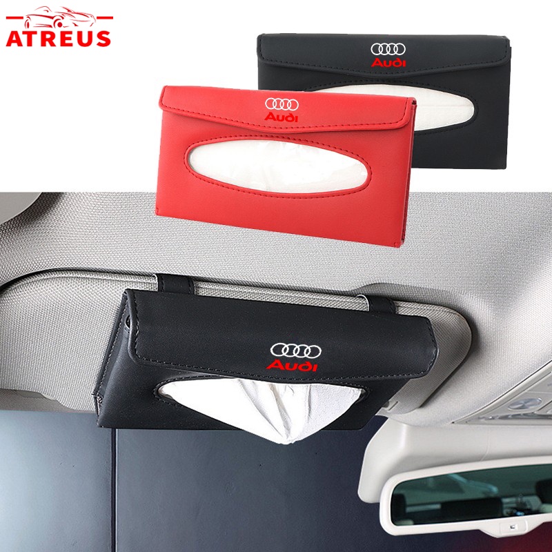 Audi Tempat Penyimpanan Tisu Sun Visor Mobil Auto Paper Towel Leather Tissue Box Untuk A3 8l A1 Q5 TT mk2 A5 A4 B7 B8 B5 A6 C7 C6 Q7 Q3 RS3