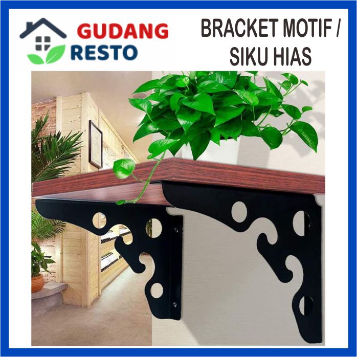 BRACKET HIAS BESI / SIKU MOTIF &quot; E &quot; / RAK BESI AMBALAN PENYANGGA DINDING KAYU LEMARI RUMAH GUDANG KANTOR DEKORASI TAMAN INTERIOR EKSTERIOR