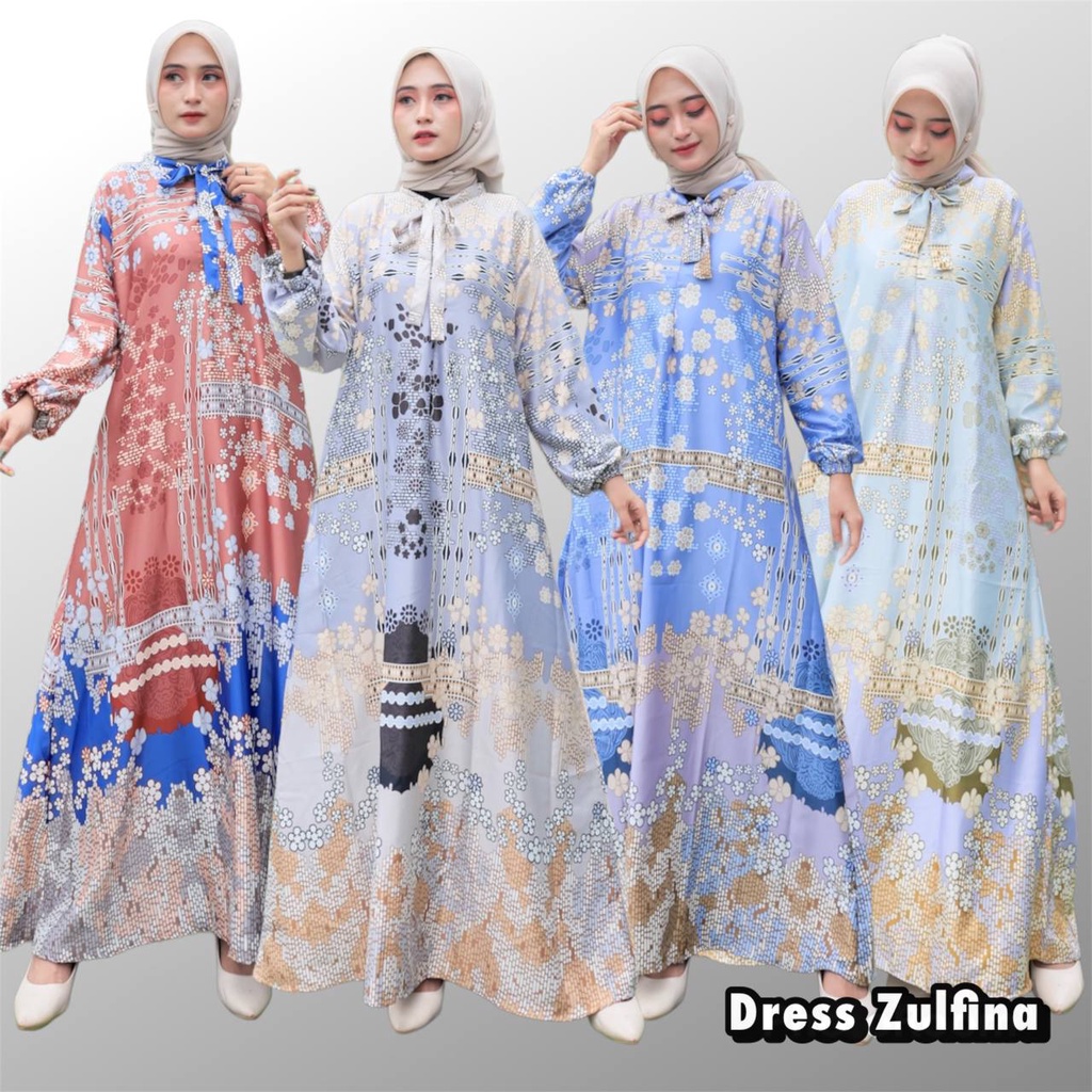 Dress Gamis Zulfina Silky Premium Bunga