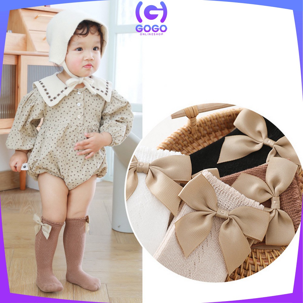 GOGO-P304 Kaos Kaki Panjang Anak Perempuan Model Pita Lucu Anti Slip / Kaus Kaki Bayi Korea Bahan Lembut Ribbon Baby Socks import