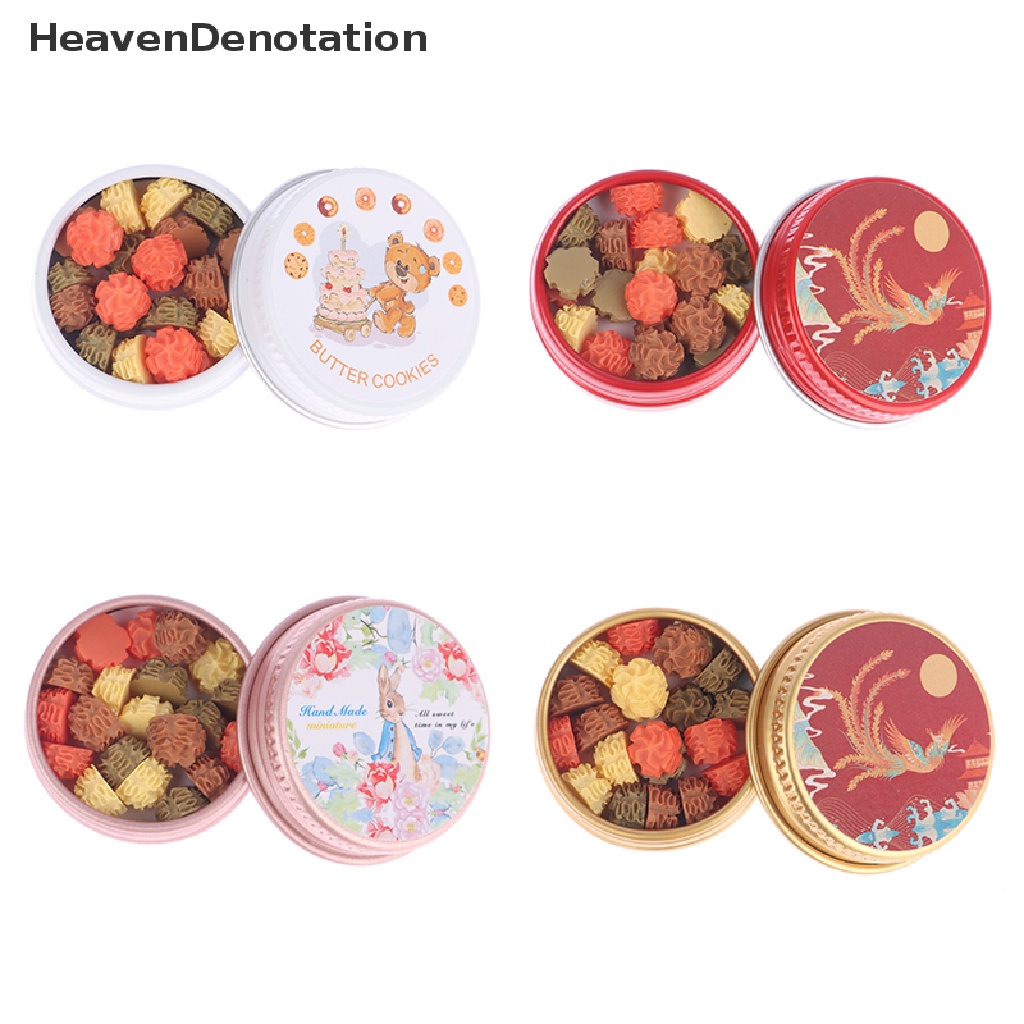 [HeavenDenotation] 1set 1: 12rumah Boneka Miniatur Cookies Cream Bunga Biskuit Dengan Kotak Print Kartun Hadiah Model Kotak Dekorasi Rumah Mainan Aksesoris Rumah Boneka HDV