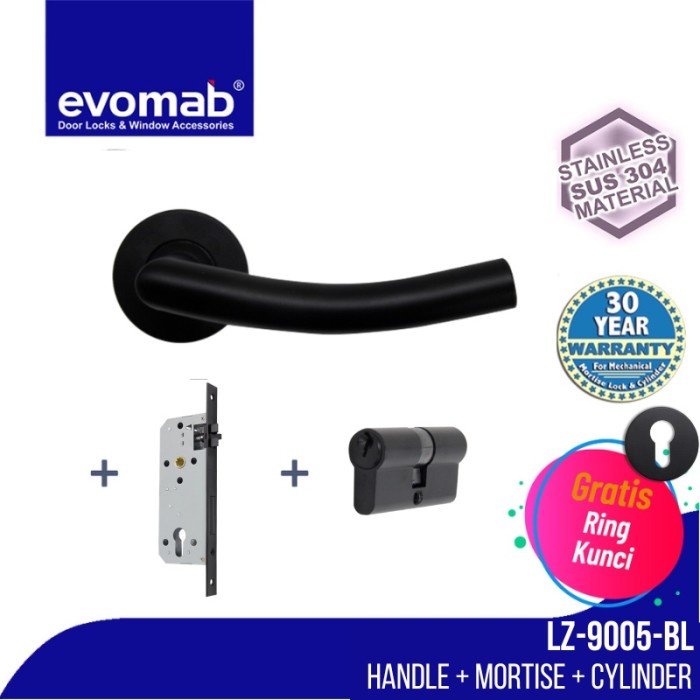 Evomab Handle Pintu Set / Gagang Pintu MSET - LZ9006.G SUS304 BL / LZ9005.G SUS304 BL