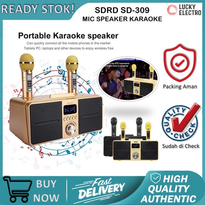 Best Seller Sdrd Sd 309 Wireless Karaoke Dual Mikrofon Nirkabel Bluetooth