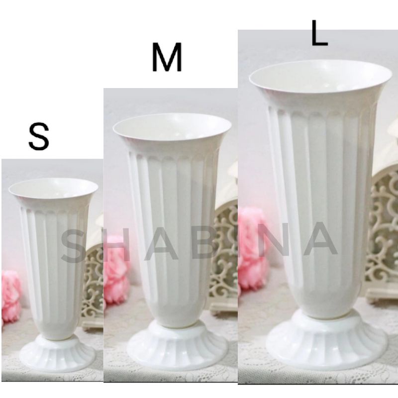 pajangan vas pot bunga bahan plastik mediterania eropa shabby chic putih